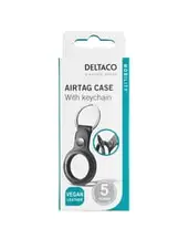 Apple AirTag case, keychain, vegan leather, black