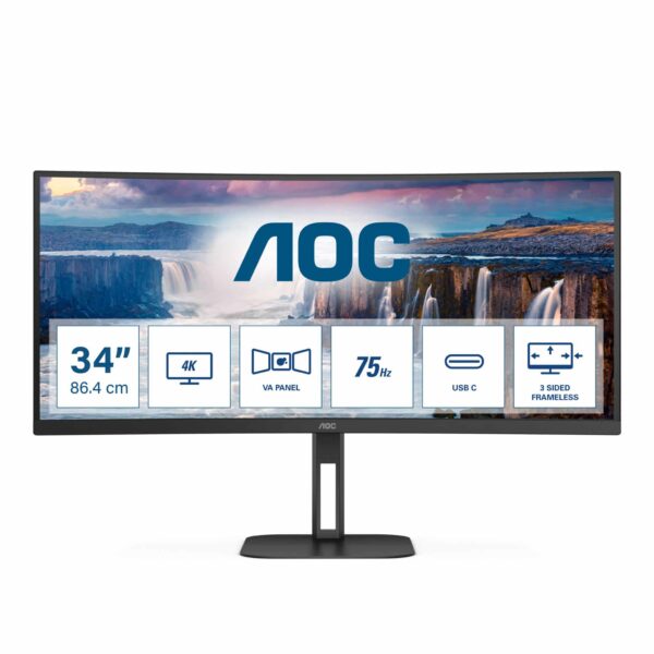 AOC AOC V5 CU34V5C/BK LED display 86,4 cm (34") 3440 x 1440 pixel Wide Quad HD Sort - Byens-IT