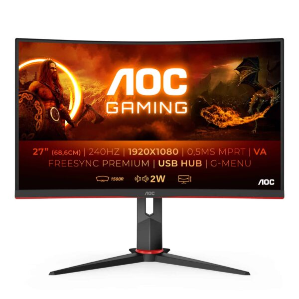 AOC AOC G2 C27G2ZU/BK computerskærm 68,6 cm (27") 1920 x 1080 pixel Fuld HD LED Sort, Rød - Byens-IT