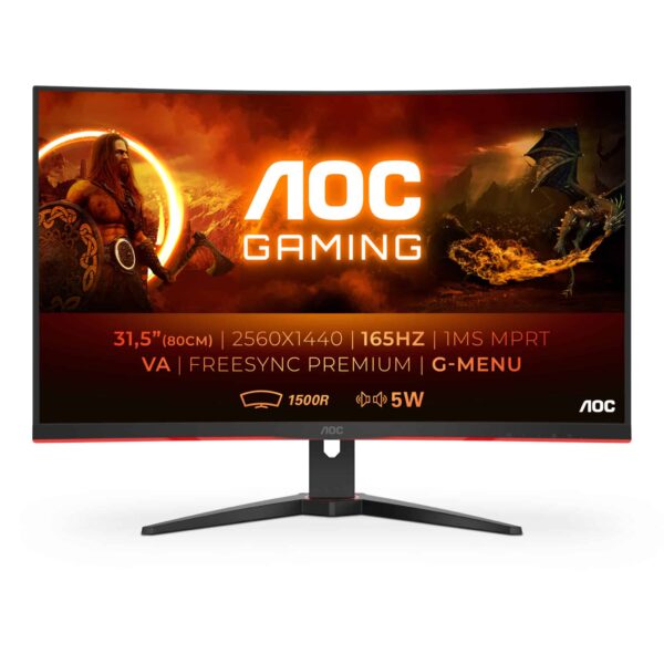 AOC AOC G2 CQ32G2SE/BK LED display 80 cm (31.5") 2560 x 1440 pixel 2K Ultra HD Sort, Rød - Byens-IT