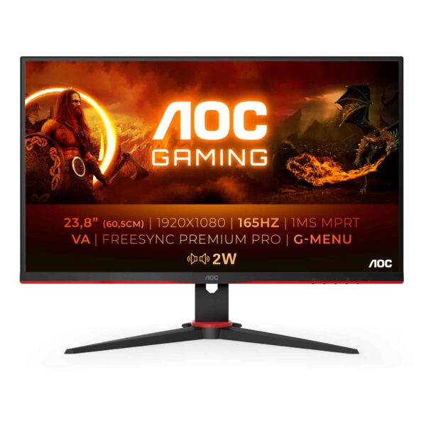 AOC AOC 24G2SAE/BK computerskærm 60,5 cm (23.8") 1920 x 1080 pixel Fuld HD Sort, Rød - Byens-IT