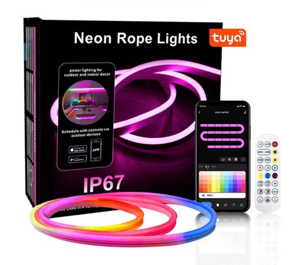 Visual Neon Strip  5 meter RGBIC LED-lys med Tuya-app og fjernbetjening - Nordic Visual