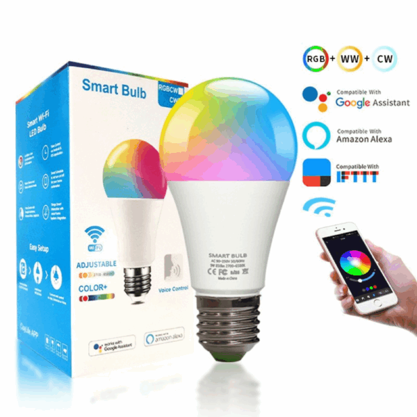 Visual Smart Bulb  WiFi & Bluetooth LED-pære med RGBCW og appstyring - Nordic Visual