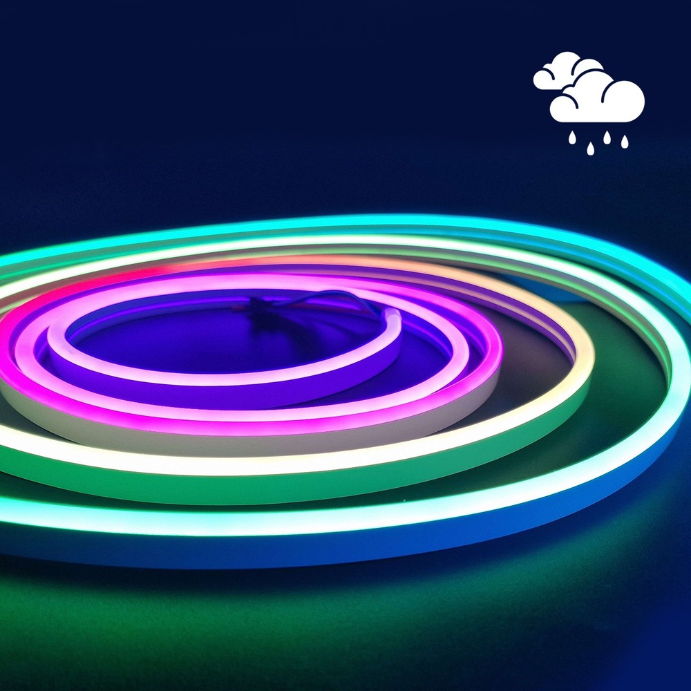 10m 16W/m Vandtæt RGBIC Neon Flex strip - 24V DC, IP65, 96 LED pr. meter, 8x16