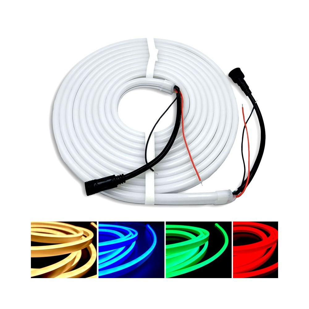 10m 16W/m RGB+WW Neon flex strip - 24V DC, IP65, Kan deles for hver 10cm, 72 LED pr. meter