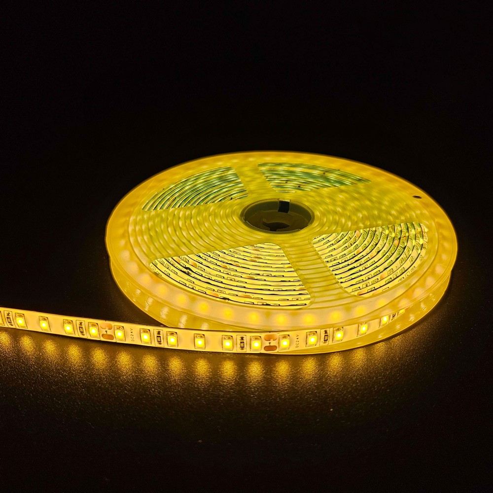 5m 10W/m Gul LED strip - 24V DC, IP65, 120 LED pr. meter - Kulør : Gul
