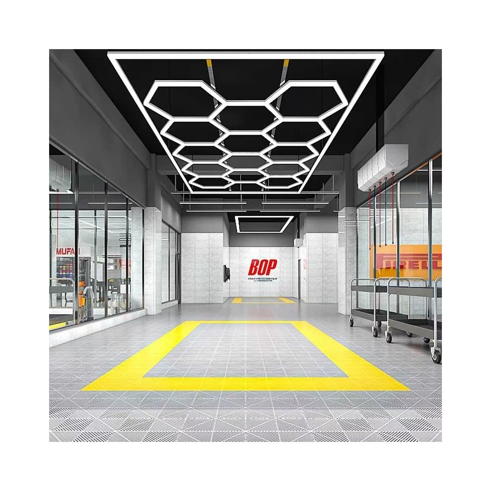 591W RA95 Hexagon LED 14 felter + ramme komplet sæt - Inkl. strømtilslutning - Dæmpbar : Ikke dæmpbar, Kulør : Neutral