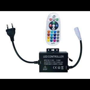 RGB 16x16 Neon flex kontroller med fjernbetjening - Inkl. endeprop, 230V, memory funktion, Radiostyret, maks. 100 m