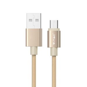 MicroUSB 1m stofkabel - Guld, microUSB til USB-A