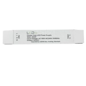 300W / 24V DC strømforsyning - 12.5A, IP20 indendørs, Flicker free