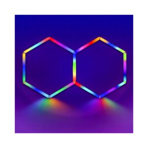 37W Hexagon RGBIC 2 felter komplet sæt - Inkl. bluetooth controller og strømforsyning - Kulør : RGBIC