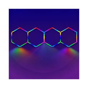 4 stk. Hexagon RGBIC komplet sæt 70W - Inkl. bluetooth controller og strømforsyning - Kulør : RGBIC