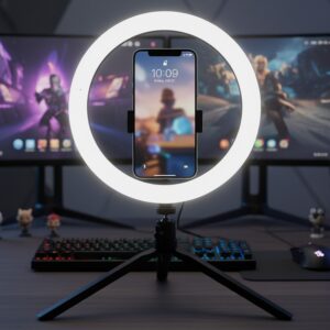 10W LED RINGLYS - 10 tommer, med bordstativ, 3200K-5500K - Kulør : 3-i-1