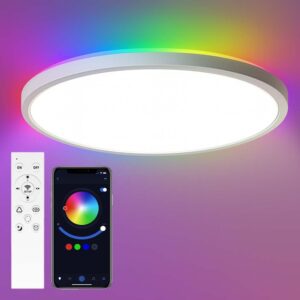 CCT loftlampe med RGBIC backlight - Ø30cm, 39W, Tuya, inkl. fjernbetjening