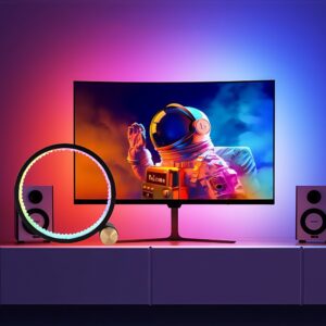 Slim Cirkel RGBIC lampe - Ø20cm, Bluetooth, 5V USB