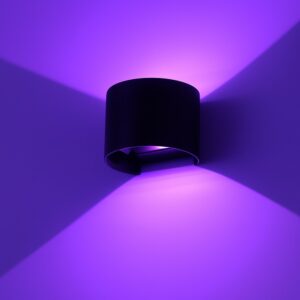 6W Væglampe - IP65, Rund, RGB+CCT, Zigbee, sort, op/ned, justerbar, inde / ude, inkl. lyskilde - Dæmpbar : Via Zigbee, Kulør : RGB + CCT (Varm til Kold Hvid)