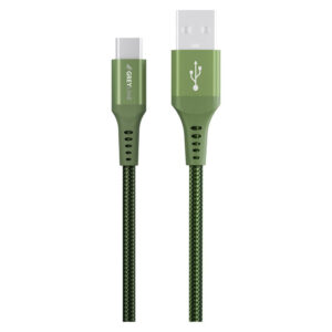 GreyLime Braided USB-A til USB-C Kabel Grøn, 3 m - GreyLime