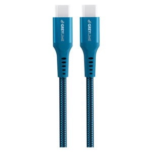GreyLime Braided USB-C til USB-C 60W Kabel Blå, 0,5 m - GreyLime