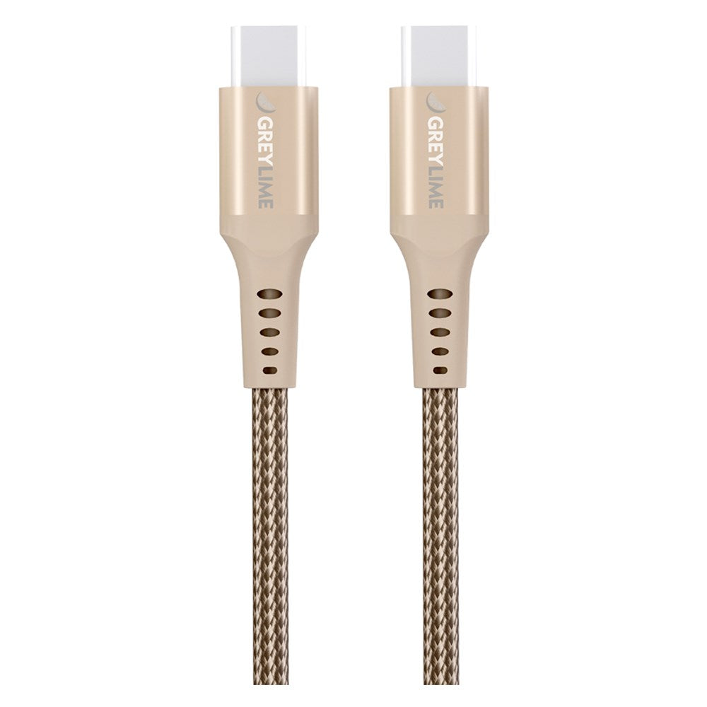 GreyLime Braided USB-C til USB-C 60W Kabel Beige, 0,5 m - GreyLime