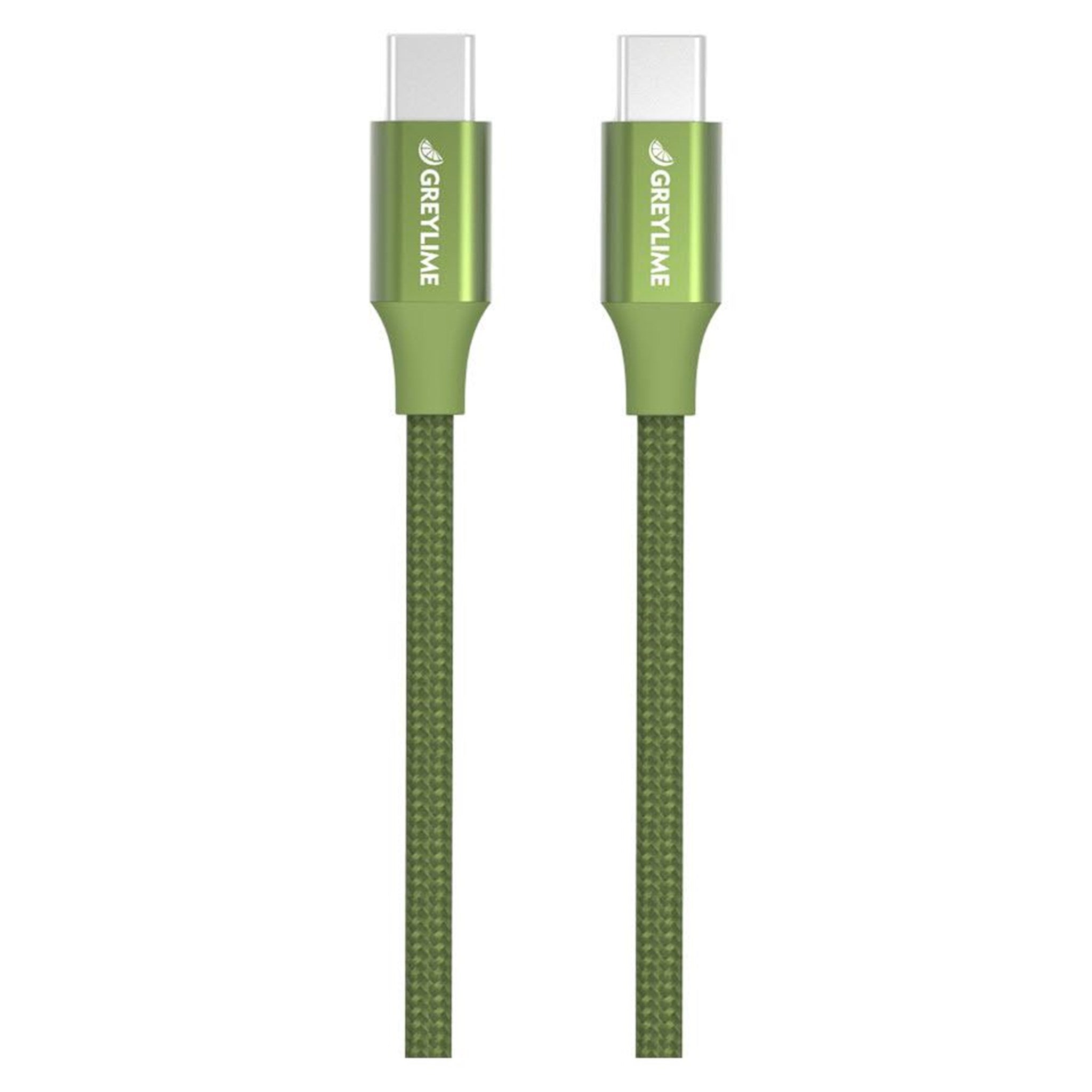 GreyLime Braided USB-C til USB-C 60W Kabel Grøn 1 m - GreyLime