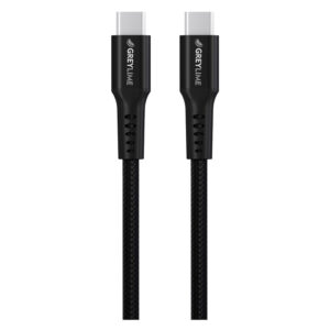 GreyLime Braided USB-C til USB-C 60W Kabel Sort, 3 m - GreyLime