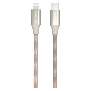 GreyLime Braided USB-C til MFi Lightning Kabel Beige 1 m - GreyLime