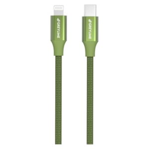 GreyLime Braided USB-C til MFi Lightning Kabel Grøn 1 m - GreyLime