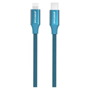 GreyLime Braided USB-C til MFi Lightning Kabel Blå 2 m - GreyLime